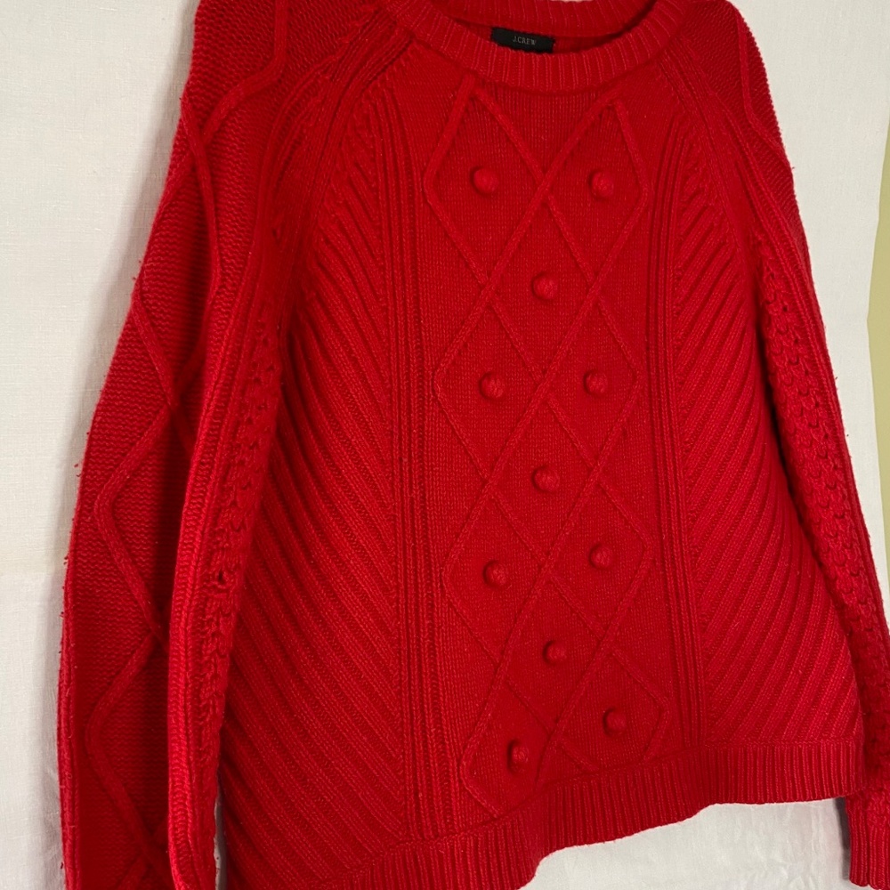J Crew Wool Sweater Red Long Sleeve Knit Size Large - Picture 3 of 9